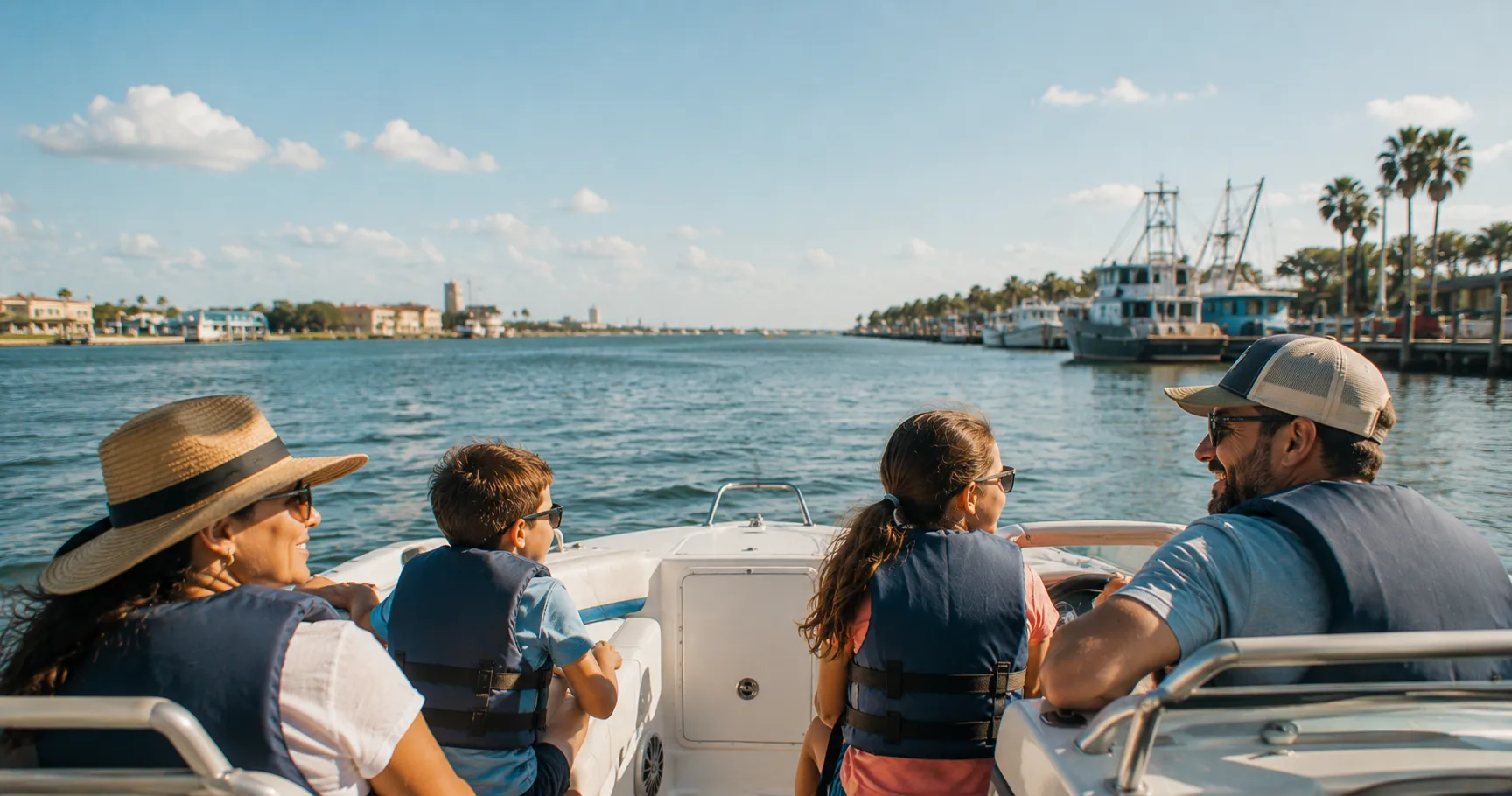 Boat cruising the Anclote River near Tarpon Springs