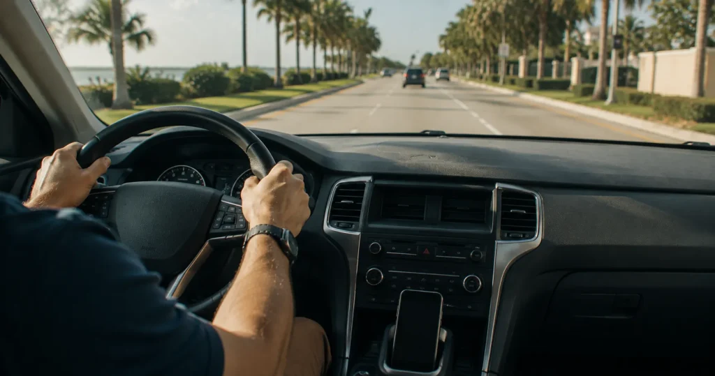 Driver distracted by a phone while behind the wheel