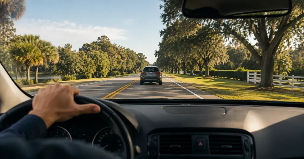 Safe following distance between cars on a Citrus County road