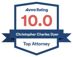 AVVO badge for car crash attorney Chris Dyer