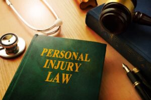 Personal injury law book on a table